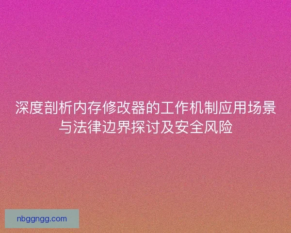 深度剖析内存修改器的工作机制应用场景与法律边界探讨及安全风险